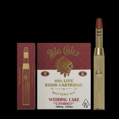 Big Chief Wedding Cake 1 g THC Vape Cartridge, authentic Big Chief cartridge in sealed packaging