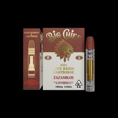 Big Chief Zazamigos 1 g Live Resin THC Cartridge, authentic Big Chief cartridge in sealed packaging