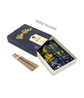 TRIPLE SCOOPS PRE-ROLLS 4 PACK, authentic Big Chief pre roll in sealed packaging