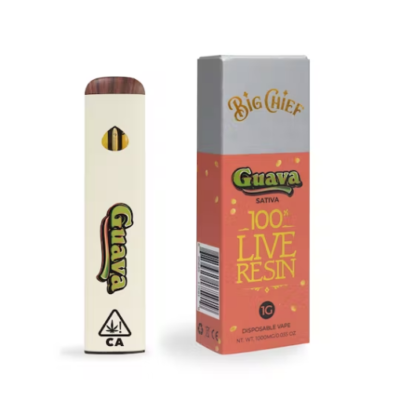 Guava Disposable Live Resin, authentic Big Chief product in sealed packaging