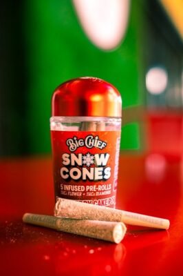 Big Chief Strawberry Cake Snow Cone 5-Pack Infused Pre-Rolls, authentic Big Chief pre roll in sealed packaging