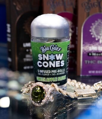 Big Chief Green Apple Snow Cone Infused Pre-Rolls, authentic Big Chief pre roll in sealed packaging