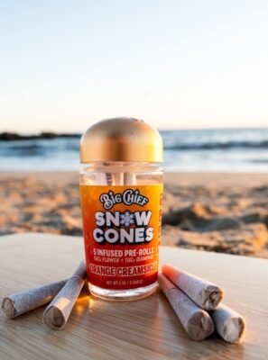 Big Chief Orange Creamsicle Snow Cone 5-Pack Infused Pre-Rolls, authentic Big Chief pre roll in sealed packaging